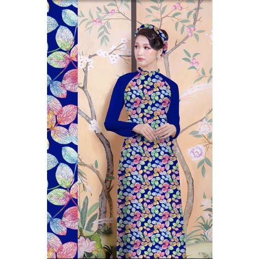 A07-ÁO DÀI IN HOA CỔ 2P/ÁO DÀI MAY SẴN/ÁO DÀI LYNKA