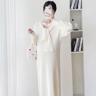 Váy len bầu mùa đông có mũ thiết kế phom rộng
