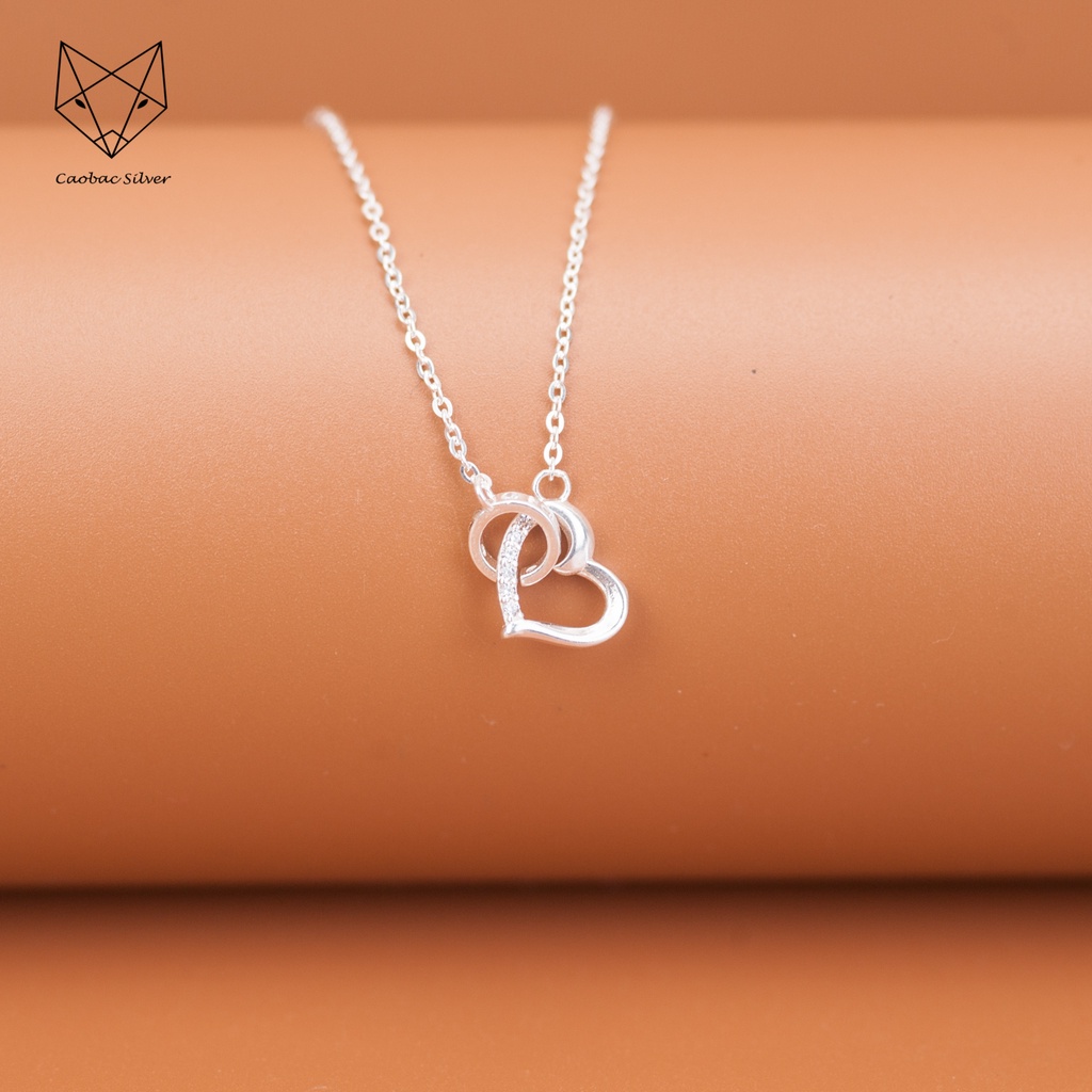 Dây Chuyền Bạc Ta Cao Cấp CaoBac Silver Tim Sơi Đá Sợi Trơn Lồng Nhẫn Độc Đáo, Mới Lạ Dành Tặng Riêng Cho Bạn Gái