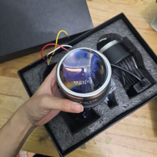 Đèn bi gầm Led ô tô nguyên khối Fujitek G1 ( 1 màu)  lens xanh - kèm giắc, pát dùng chung