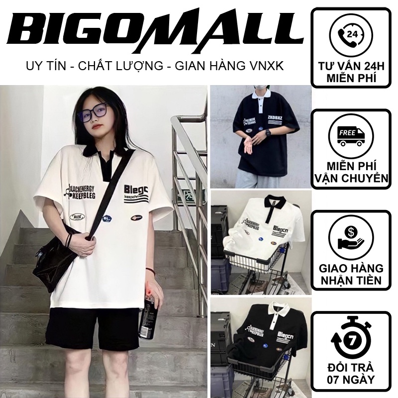 Áo Polo Blegcn unisex chất liệu cotton cao cấp BIGOMALL - Áo thun có cổ nam nữ trẻ trung cá tính phong cách Hàn Quốc