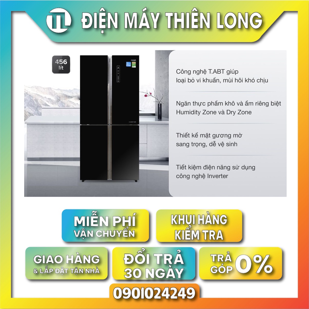 AQR-IG525AM - Tủ lạnh Aqua Inverter 456 lít AQR-IG525AM  - BẢO HÀNH CHÍNH HÃNG 24 THÁNG TẬN NHÀ
