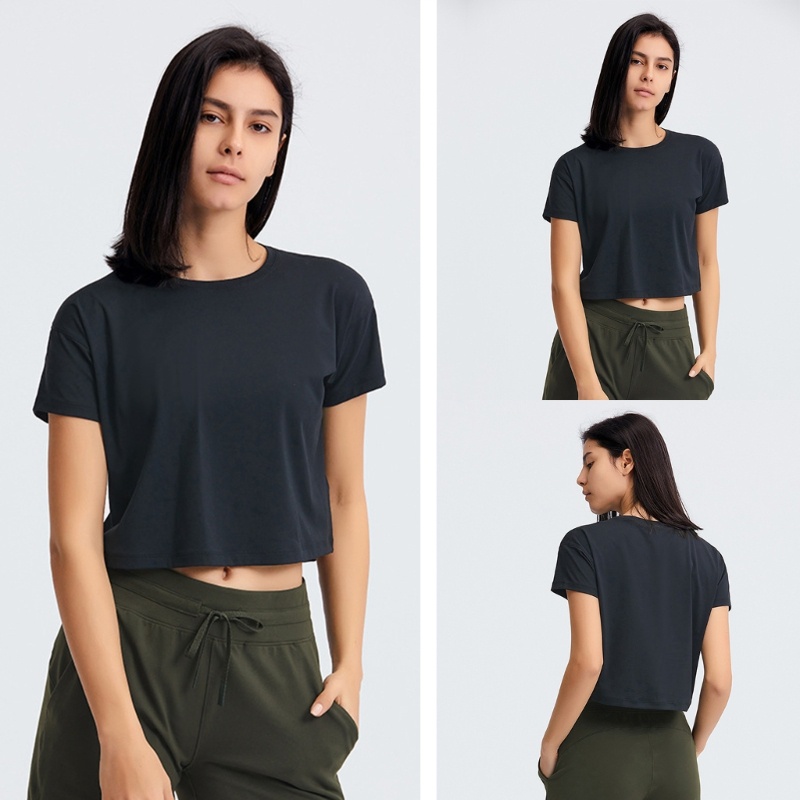 Áo Thun Tay Ngắn Cổ Tròn Màu Sắc Đơn Giản Thời Trang Mùa Hè Cho Nữ