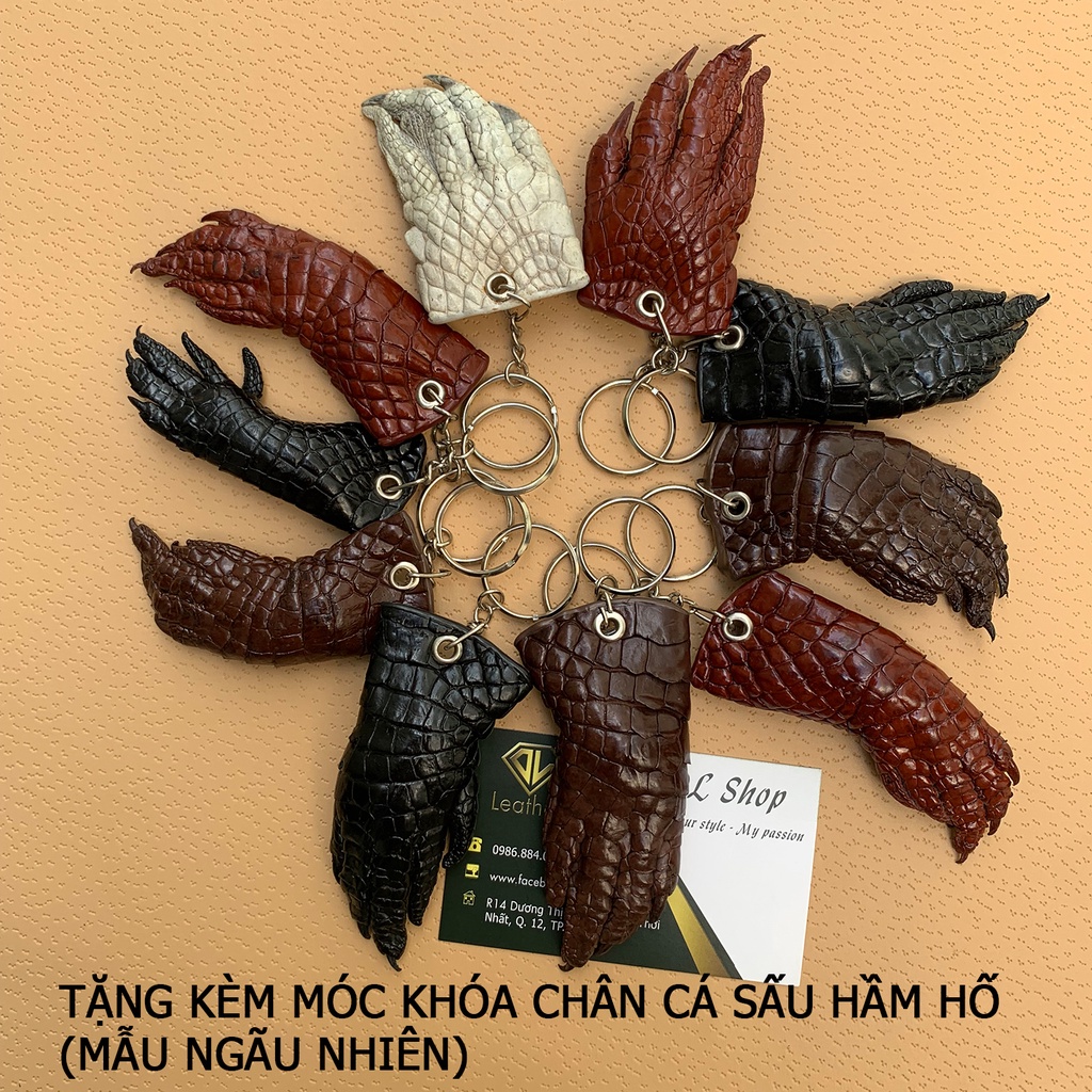 -Dây Đồng Hồ Da Cá Sấu - Gai Tay, Màu Đen/Nâu-Bộ SP: Hộp gỗ + Chốt + Khóa + Tool