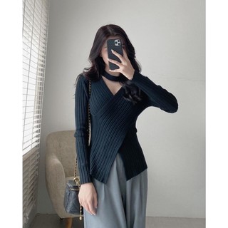 A493 Áo len tăm cổ choker Audrey