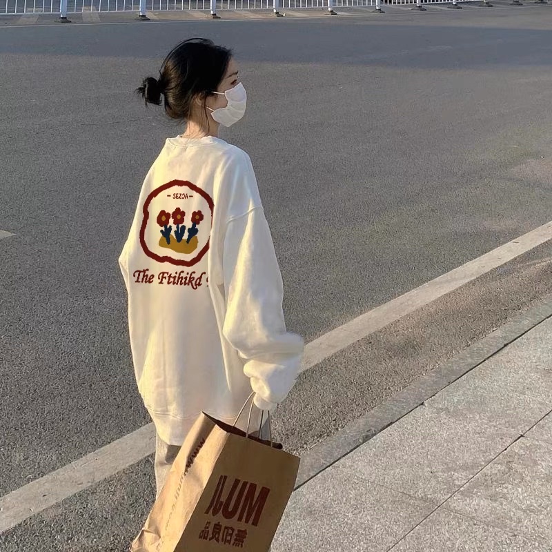 Áo Nỉ Trắng Sweater 3HOA 🌸Áo sweater Nữ Nỉ Ngoại Form Rộng Ulzzang🌸