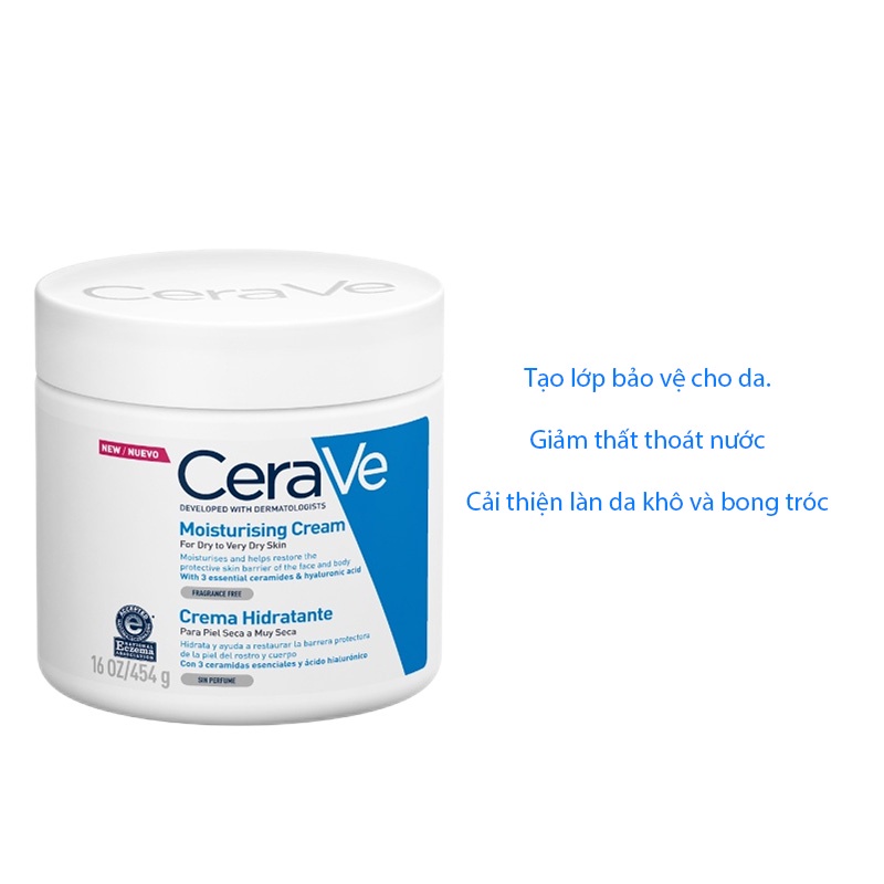 🦋giảm giá🦋Kem Dưỡng Ẩm Cerave Kem Dưỡng Da Mặt Và Toàn Thân Cho Da Khô 340g,454g