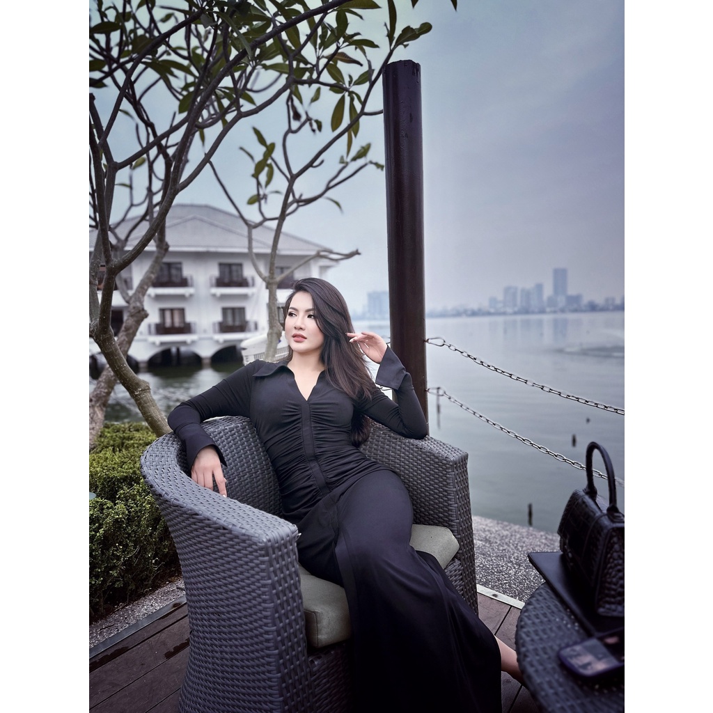 Váy Body Cổ Sơ Mi Nhún Ly Eclipse Clothing