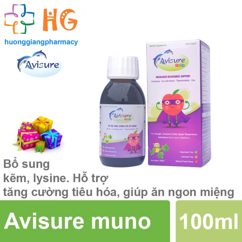 Avisure muno thymomodulin kẽm zinc gluconate lysine tăng đề kháng cho bé beta glucan bổ sung vitamin c lá thường xuân -C