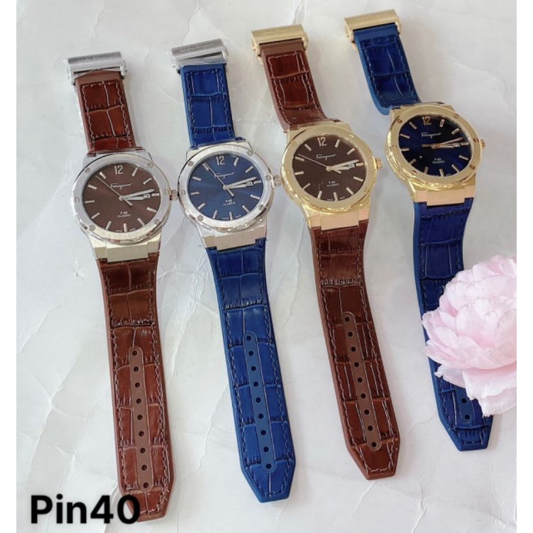 Đồng Hồ Nam Ferragamo F80 Classic Dây Da Cao Su Màu Đen - Size 41mm - Máy Quartz