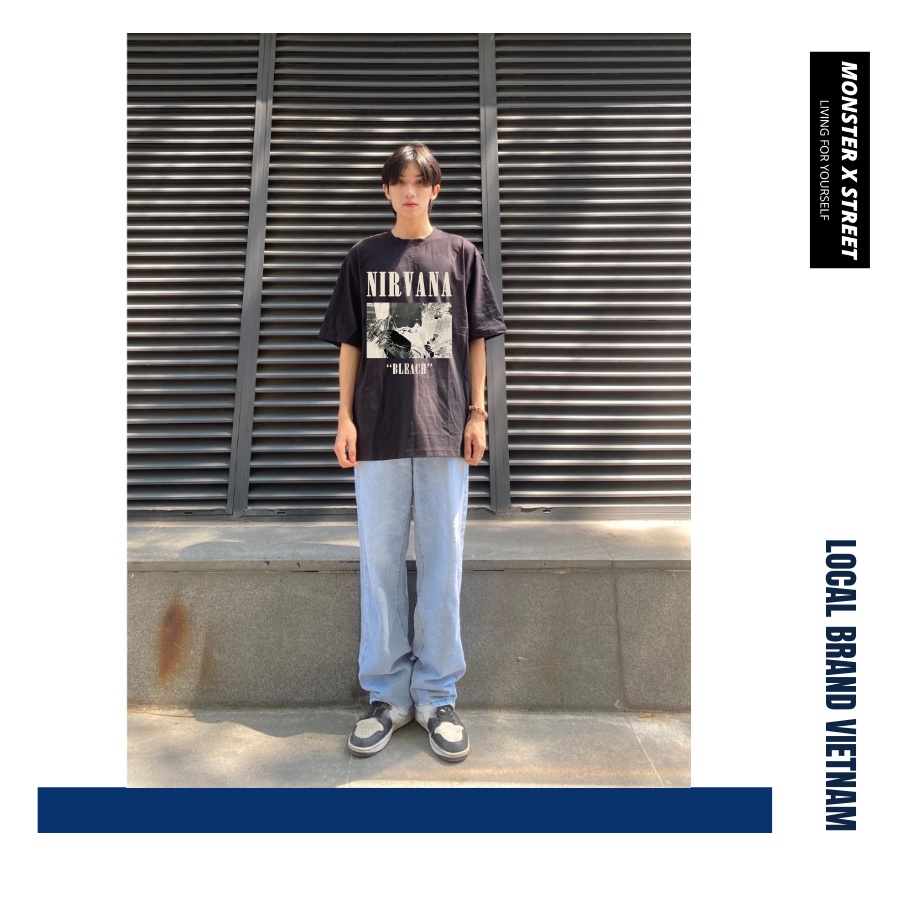 Áo thun unisex MONSTER X STREET Nirva phông tay lỡ nam nữ form rộng Local Brand