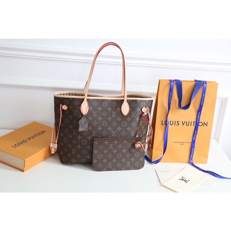 Túi Xách LV Neverfull Hoa Nâu/Ô Trắng, Nâu Size 33  -  By Anh Dinh Phuong