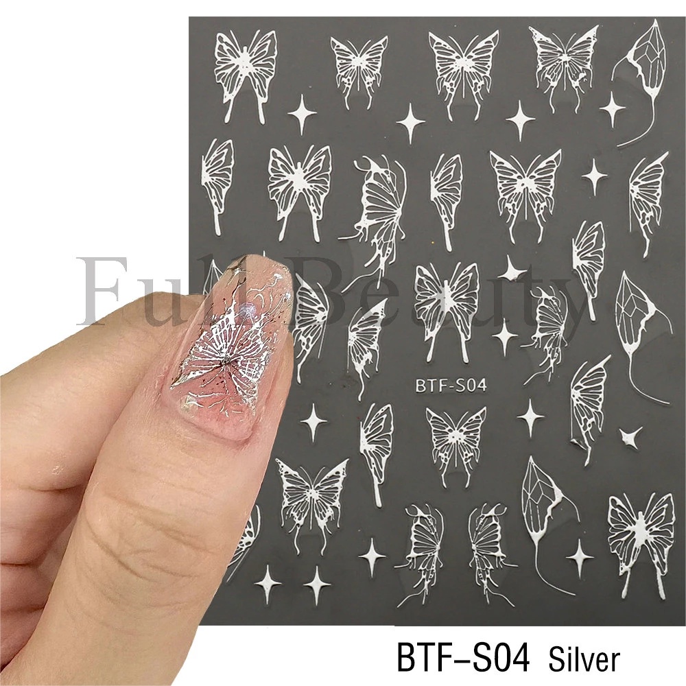 Miếng Dán Trang Trí Móng Tay 3D Hình Trái Tim / Bướm / Ngôi Sao / Mặt Trăng Màu Vàng Đồng