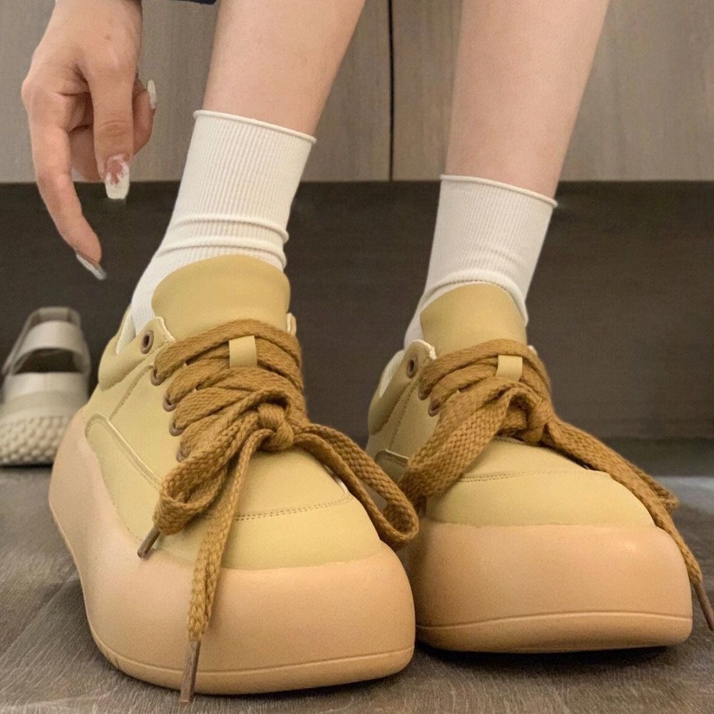 Giày lười RENBEN đế dày bằng vải cotton lót nhung màu trơn dễ thương