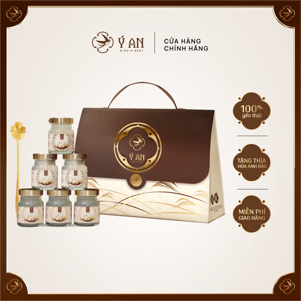 Yến chưng sẵn Ý An vị truyền thống thơm ngon bổ dưỡng set hộp túi xách 6 hũ x 70ml