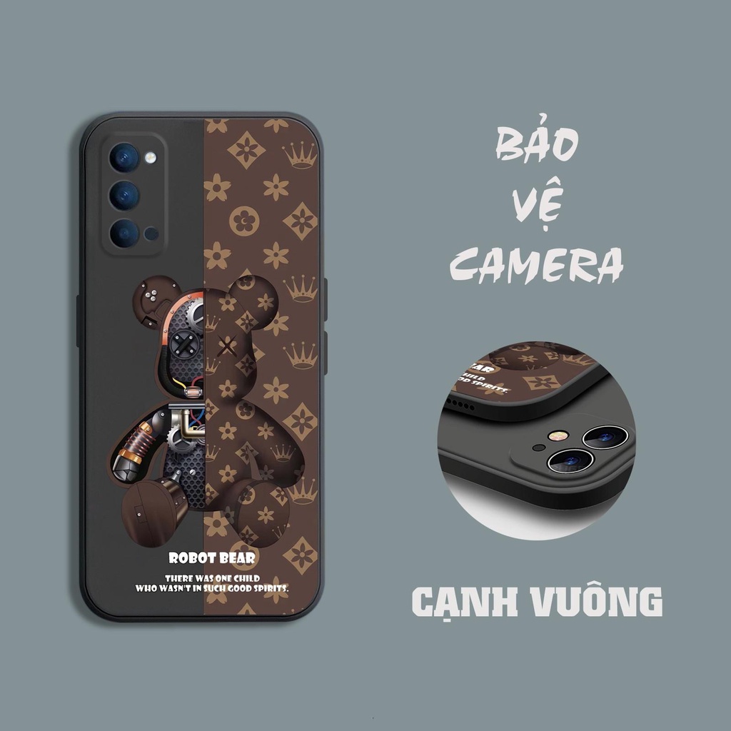 Ốp lưng Oppo Reno 4 in hình gấu cool ngầu cạnh viền vuông có bảo vệ camera