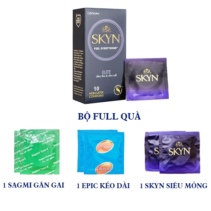 Bao cao su LifeStyles SKYN Elite Nonlatex siêu mỏng siêu mềm cao cấp 10 bao