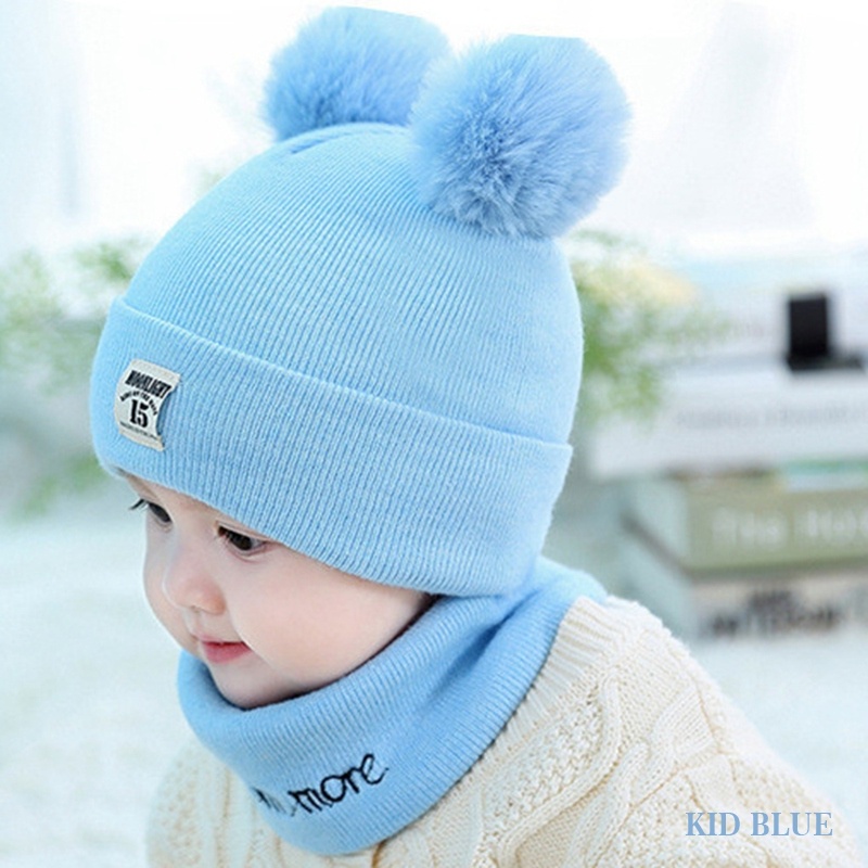 Set Nón + Khăn Choàng Cổ Dệt Kim Dễ Thương Giữ Ấm Mùa Thu Đông Phong Cách Hàn Quốc Cho Bé Sơ Sinh