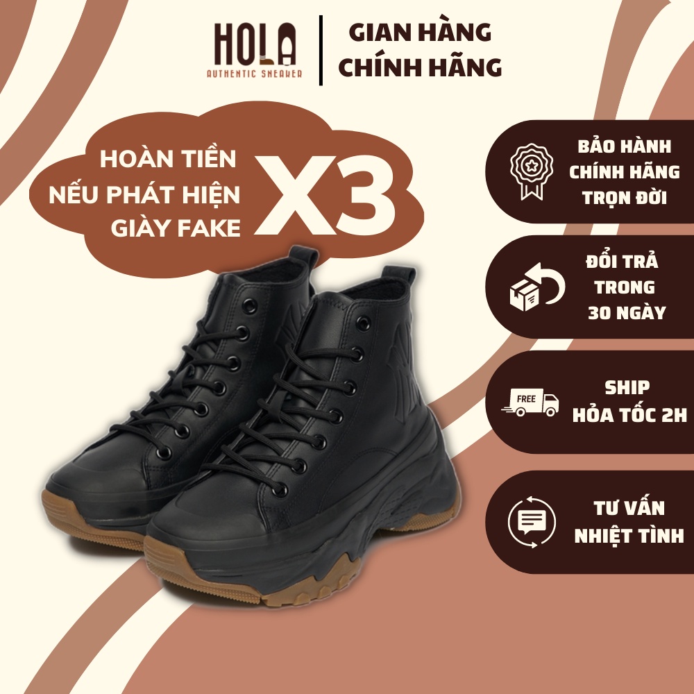 Chính hãng MLB, Giày MLB authentic bản cao cổ chất liệu da thật, độn đế cao 5-7cm, check ra FAKE hoàn tiền X3