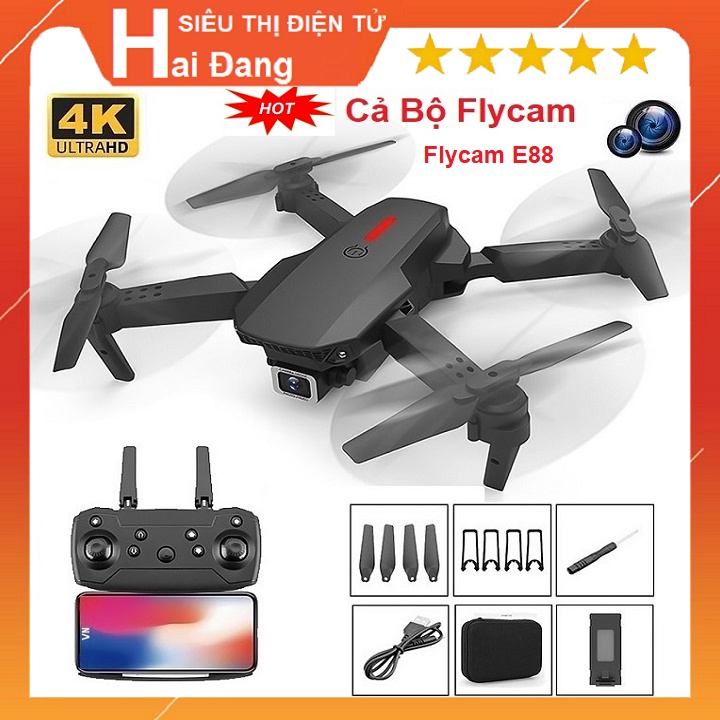 Flycam, Mini Điều Khiển Từ Xa 2 Camera, Chống Rung Quang Học - Máy Bay