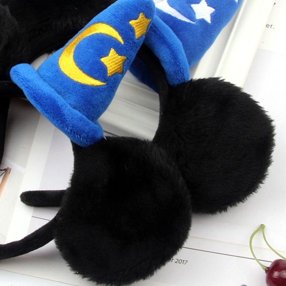 Băng Đô Cài Tóc Hình Tai Chuột Mickey / Mặt Trăng / Ngôi Sao Bằng Vải Lông Thời Trang Hàn Quốc