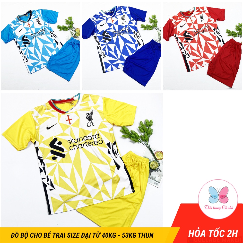 Đồ bộ cho bé trai size đại 50kg - 55kg tay ngắn thể thao mặc nhà in hình các đội bóng DAITT