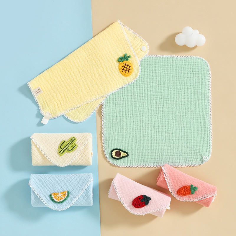 Khăn yếm/khăn sữa đa năng vải xô nhăn muslin 25x25cm