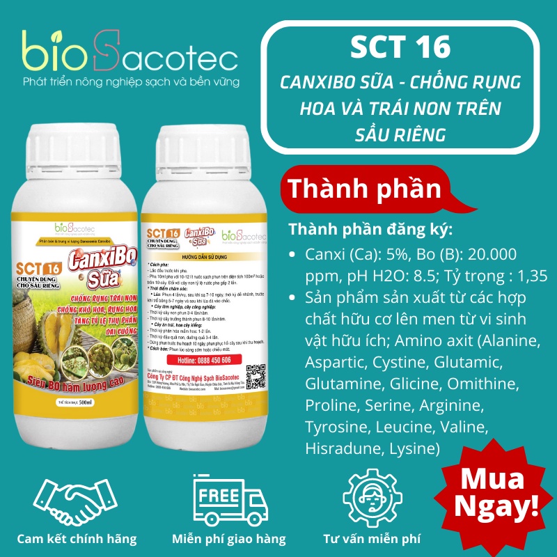 SCT 16 CanxiBo Sữa – Chống rụng hoa và trái non trên sầu riêng