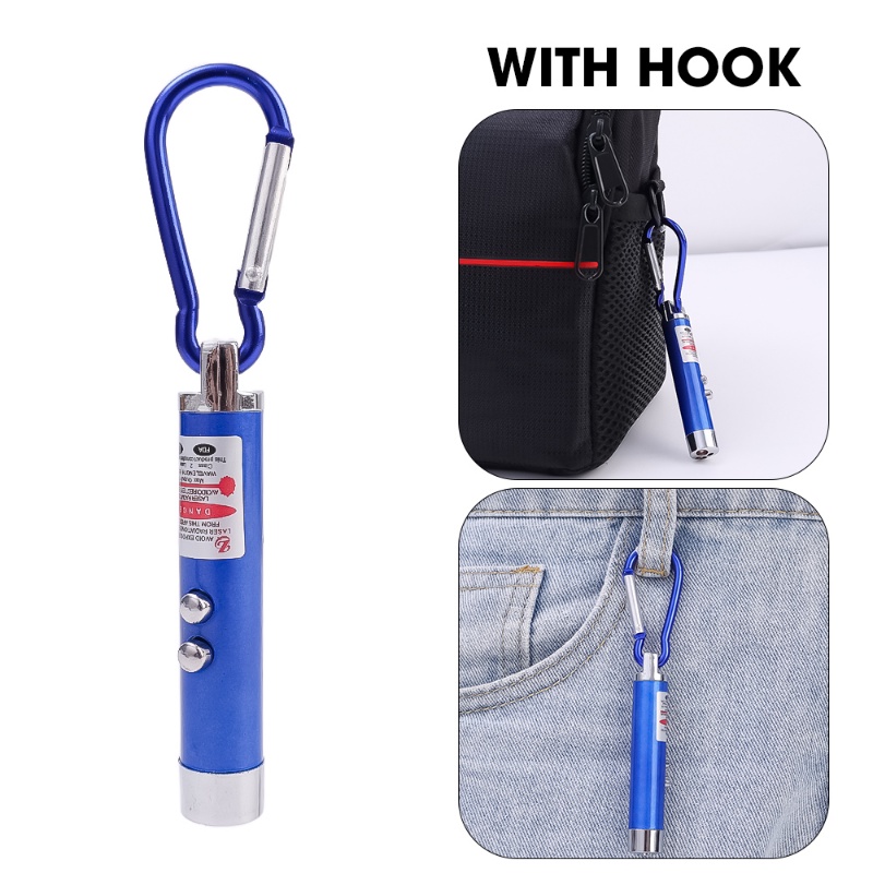 Móc Khóa Đèn Pin LED UV Mini 3 Trong 1 Đa Năng Tiện Dụng