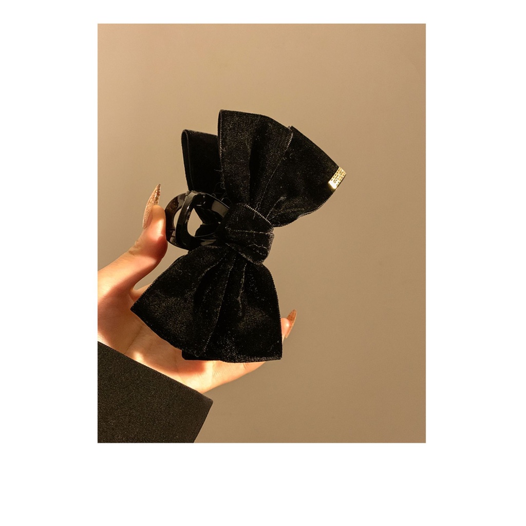 Kẹp Tóc Nơ Bằng Nhung Đen Cao Cấp Phong Cách Pháp Thời Trang 2023 Cho Nữ