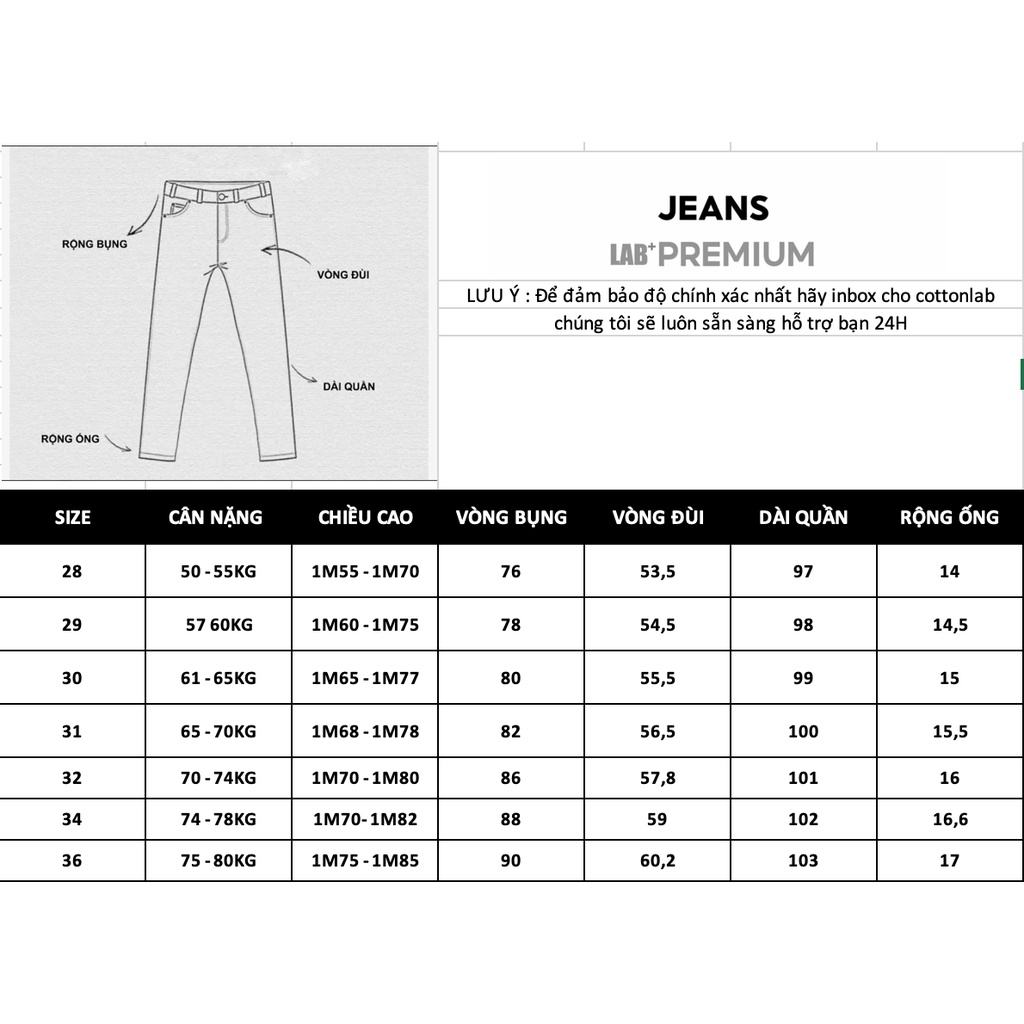 Quần jean nam LAB+COTTONLAB màu xanh rách gối chất co giãn from slimfit LAB220914
