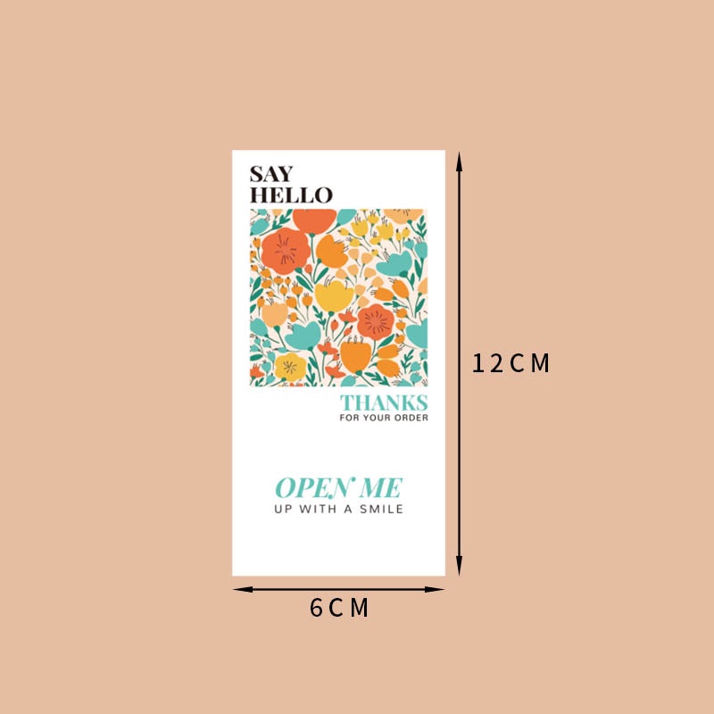 Set 50 tem decal dán hộp đóng hàng hình hoa vintage TE05 sticker cám ơn niêm phong hộp túi bao bì đóng hàng
