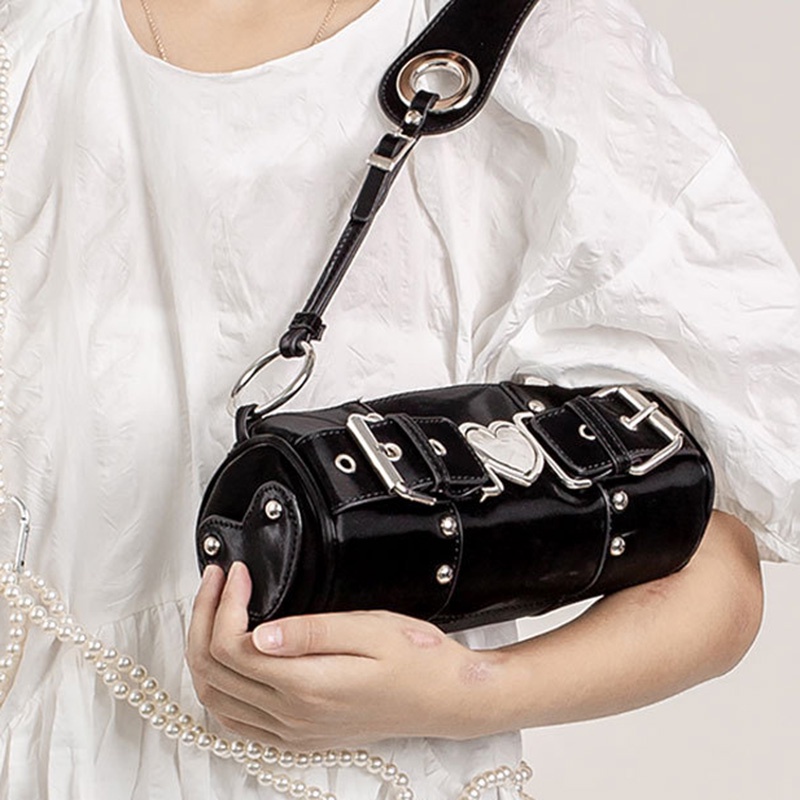 Túi Đeo Chéo Vai Họa Tiết Trái Tim Bằng Kim Loại Thời Trang Dễ Phối Đồ Cho Nữ