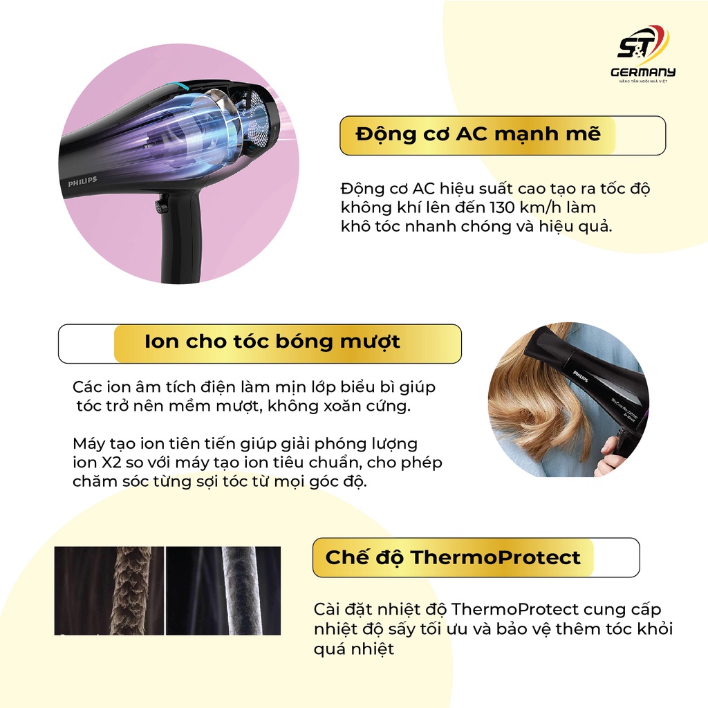 Máy Sấy Tóc Philips BHD272/00 Nội Địa Đức NEW Công Suất 2100W máy sấy tóc 2 chiều nóng lạnh GermanySnT 210042