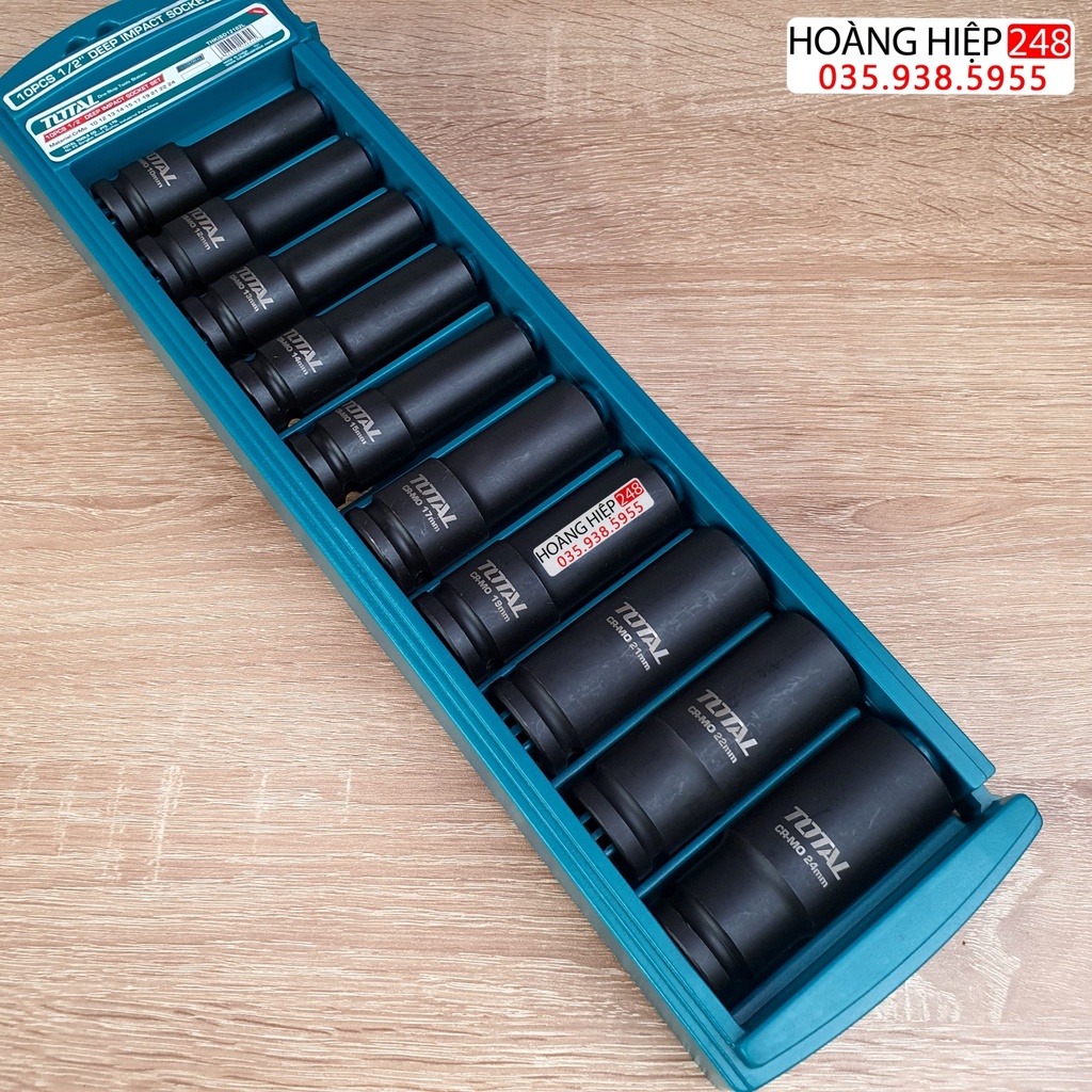 BỘ 10 ĐẦU TUÝP TOTAL 1/2 INCH (10-24MM) DÀI 78MM THKISD12102L