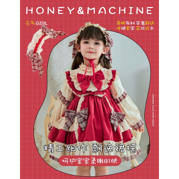 Lolita dress Đầm Công Chúa Tay Dài In Hình Mèo Tinkerbell Phong Cách Lolita Nhật Bản Dễ Thương Thời Trang Mùa Xuân Cho Bé Gái Giao Hàng Nhanh Chóng VW0D