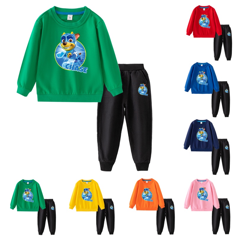 Bộ Áo Nỉ Dài Tay Cổ Tròn In Hoạt Hình Paw Patrol 8 Màu + Quần Thể Thao DA003