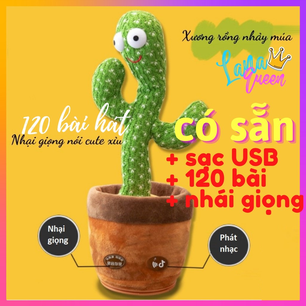 Đồ Chơi Cây Xương Rồng Nhảy Múa Phát Nhạc 120 Bài Hát - Có Đèn - Sạc Pin Nhại Giọng Nói Cho Bé