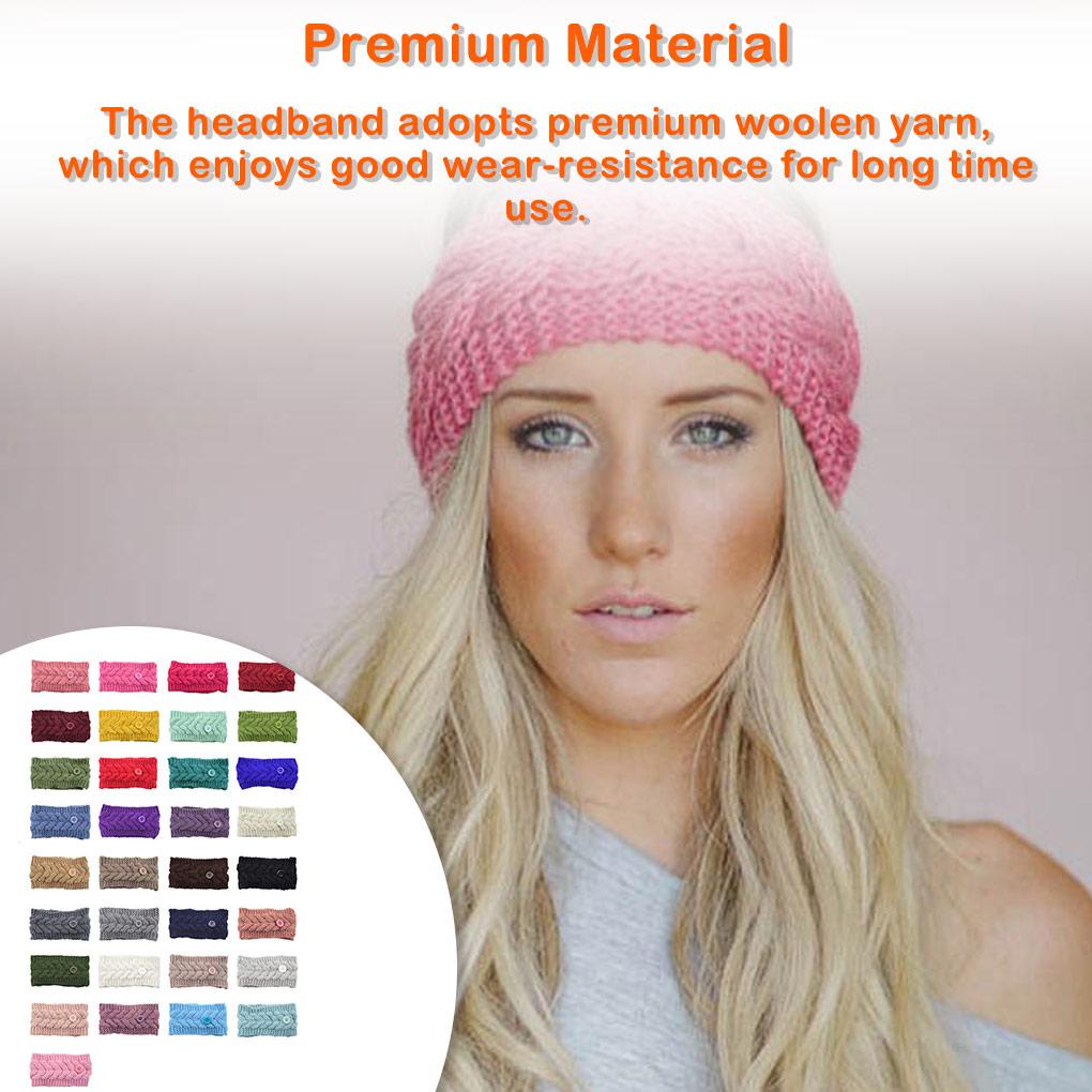 Băng Đô Dệt Kim Cài Tóc Bản Rộng Đính Nút Có Thể Điều Chỉnh Giữ Ấm Tai Thời Trang Cho Nữ