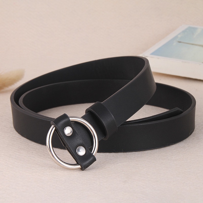 Thắt Lưng Khóa Tròn Không Xốp Phong Cách Retro Hàn Quốc Cho Nữ