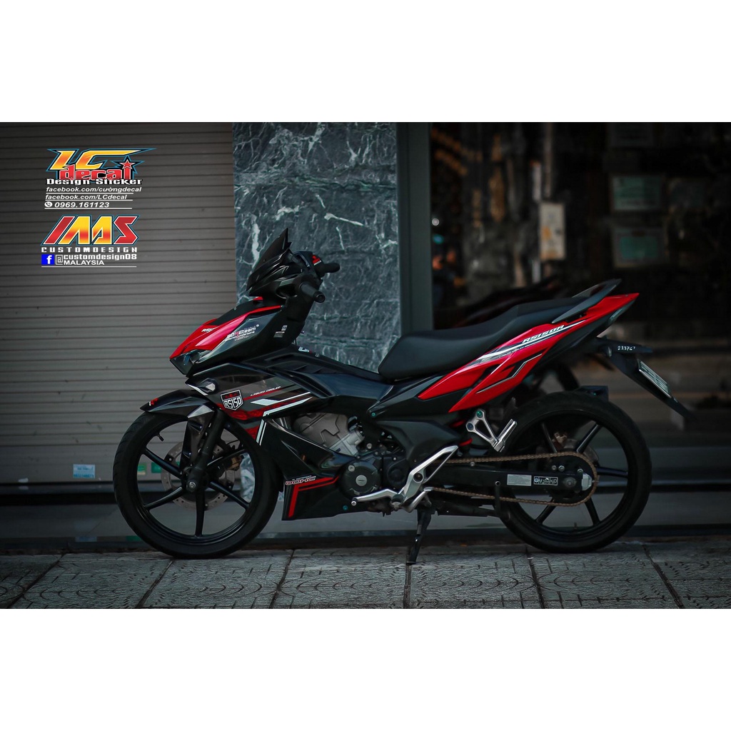 TEM RỜI mẫu RS150R họa tiết bắt mắt cho Winner X đỏ đen - siêu hot 2023