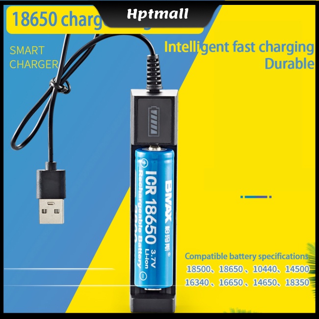 Bộ Sạc Pin Lithium 18650 Một Khe Cắm Usb Thông Minh Có Đèn Pin Kèm Chỉ Báo