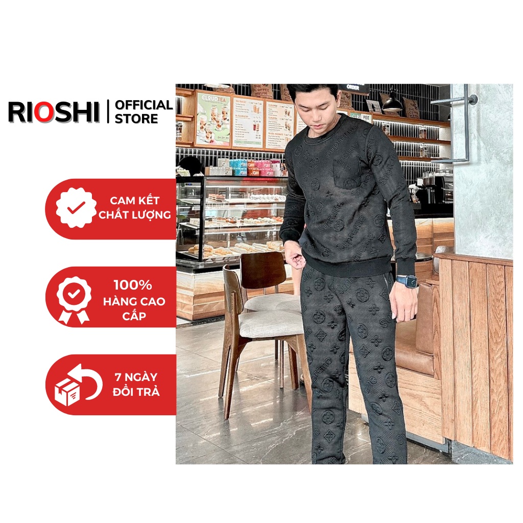 Bộ quần áo dài tay nam adidas dày dặn cực ấm Hàng cao cấp Rioshi RO63 Set đồ bộ nam mặc nhà đi chơi 2022