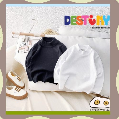 Áo thun bé trai - Destiny Kid - Áo thun tăm cổ lọ cho bé - Chất liệu thun tăm co giãn mềm mịn,kiểu dáng dễ mặc