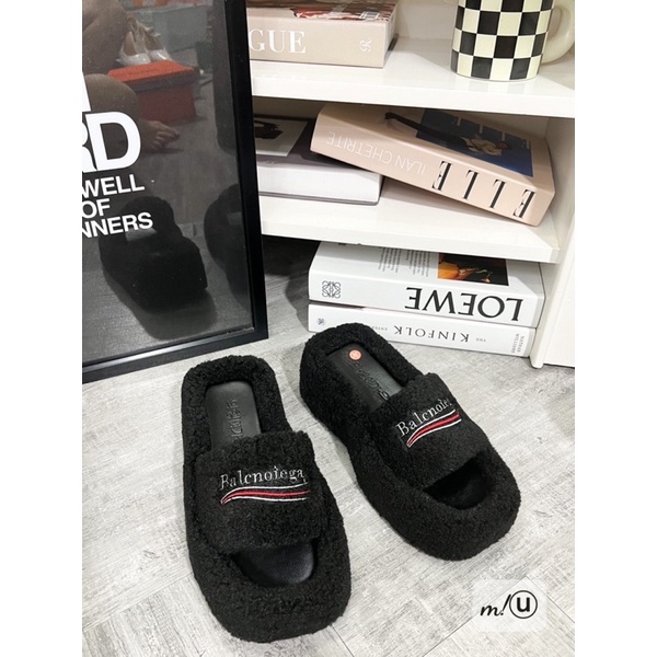 Lê Xuồng Lông Trắng Đen Balenciaga Full Size 35-39  -  By Anh Dinh Phuong
