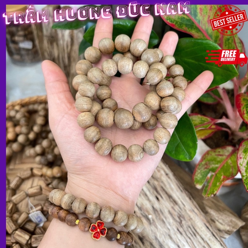 Vòng đơn trầm hương tốc kiến quãng nam thơm sống ngọt mang thời gian lên dầu đậm ngọt đẹp