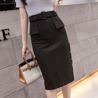 Chân váy công sở dáng dài phối nút sang trọng, thanh lịch  - Thời trang công sở nữ VannhShop MS19
