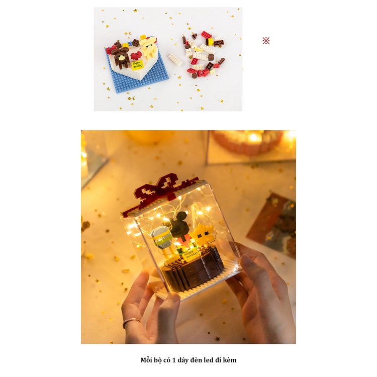 Mô hình lắp ráp hộp quà bánh kem sinh nhật dễ thương CÓ KÈM HỘP QUÀ TẶNG chính hãng WISE HAWK