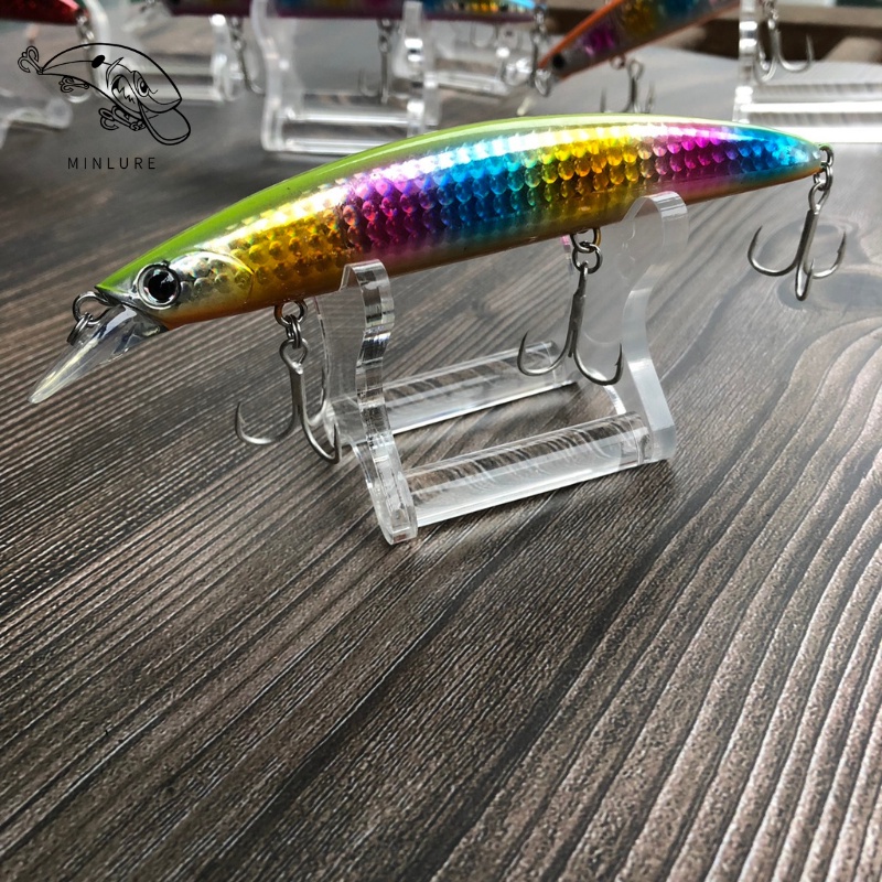 Mồi giả Floating Minnow 130F Minlure 130mm/25g chuyên câu lure biển gềnh bờ kè ném siêu xa lưỡi BKK trắng