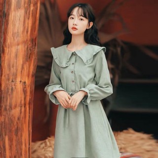 Váy đầm tiểu thư phối tay vitange dự tiệc cổ sơ mi dễ thương phong cách tiểu th